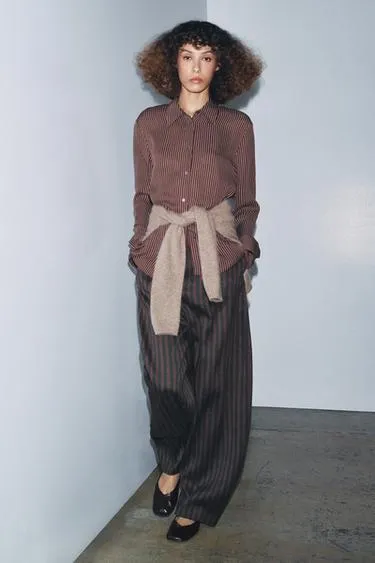 Шелковая рубашка в полоску из ограниченной серии ZW COLLECTION- Заказать в России