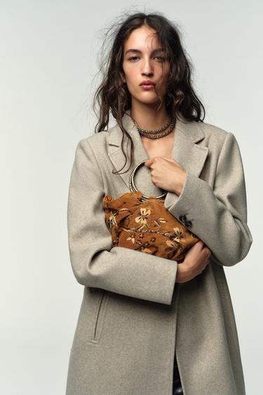 Zara Сумка-мешок из вельвета с вышивкой