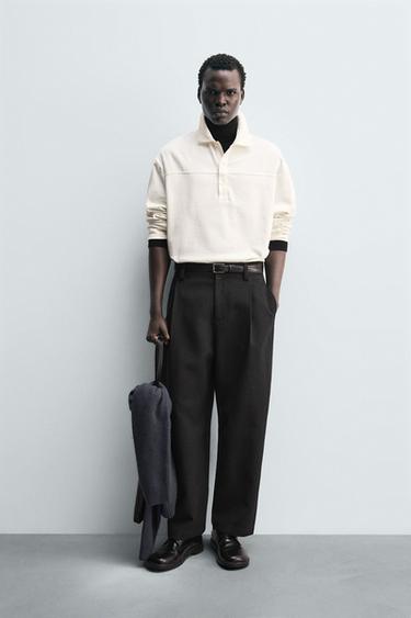 Zara Поло свободного кроя из структурной ткани