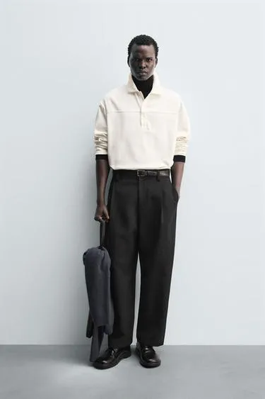 Поло свободного кроя из структурной ткани