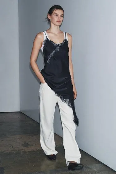 Платье асимметричного кроя с кружевом — ZW COLLECTION- Заказать в России