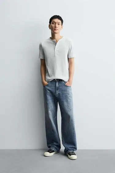 Джинсы BAGGY FIT с эффектом брызг