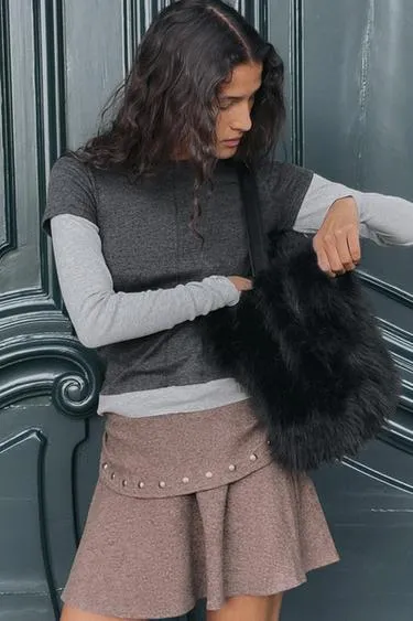 Сумка-ведро с искусственным мехом