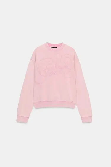 Толстовка с эффектом потертости и надписью- Заказать в России