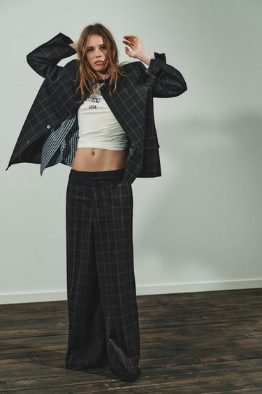 Zara Блейзер в клетку с подплечниками