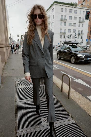 Zara Прямой блейзер с подплечниками