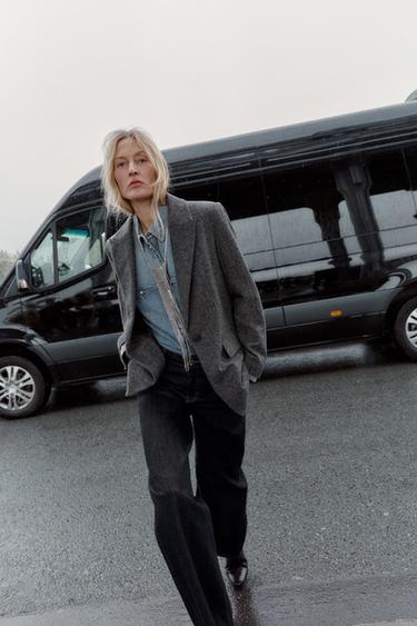 Zara Блейзер в ёлочку с шерстью