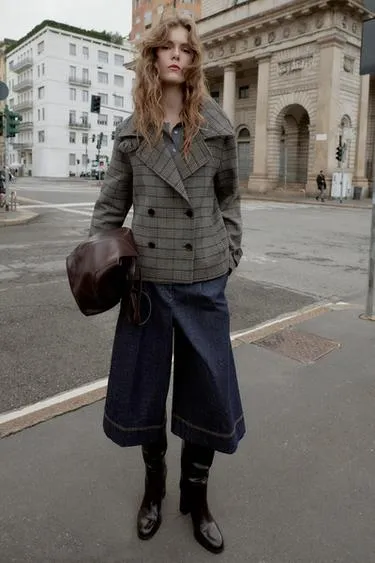 Двубортная куртка в клетку- Заказать в России