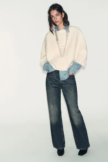 Свитер-накидка крупной вязки- Заказать в России