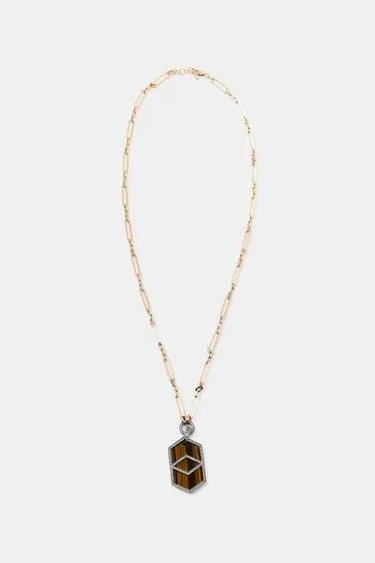 Ожерелье из металла с мерцающим камнем- Заказать в России