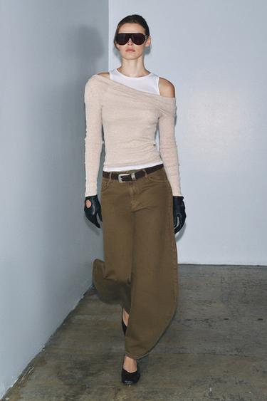 Zara Асимметричная футболка с эффектом двойного слоя