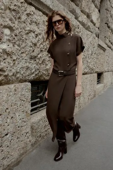 Платье миди с поясом