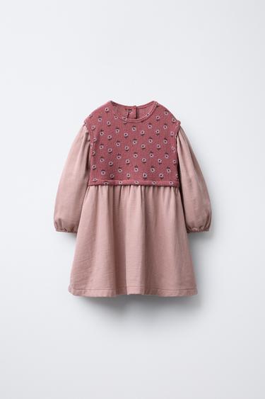 Zara Комбинированное платье с принтом