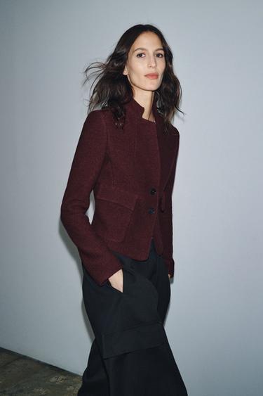 Zara Приталенная буклированная куртка из шерсти — ZW COLLECTION