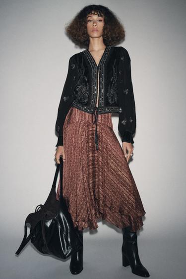 Zara Длинная юбка с принтом — ZW COLLECTION