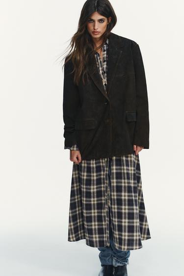 Zara Блейзер из 100% замши с карманами