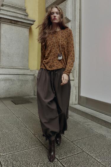 Zara Тонкий джемпер с анималистическим принтом