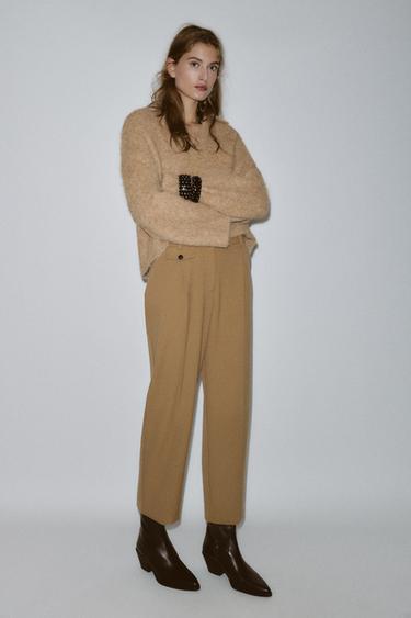 Zara Свитер поло из ворсистого трикотажа купить с доставкой.