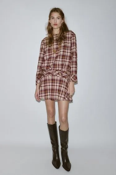 Мини-платье в клетку- Заказать в России