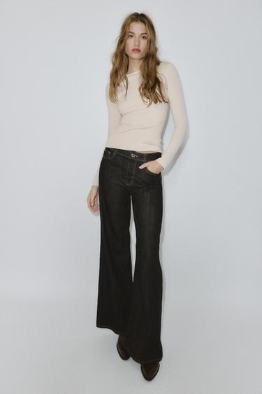 Zara Футболка в рубчик с длинными рукавами