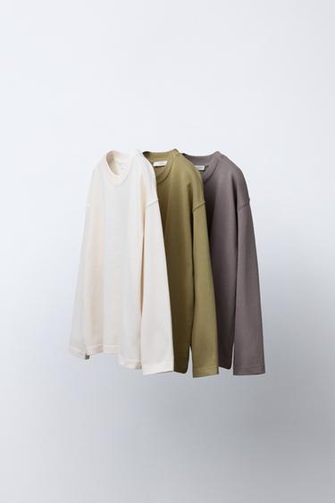 Zara Набор из трех однотонных футболок купить с доставкой.