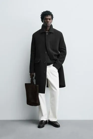 Пальто из 100% шерсти в елочку- Заказать в России