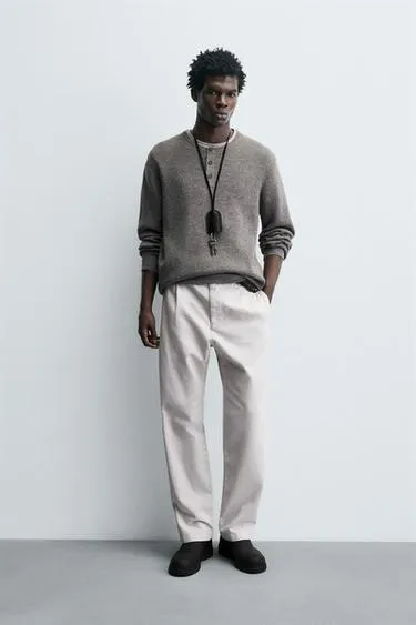 RIBBED BUTTON-NECK JUMPER- Заказать в России