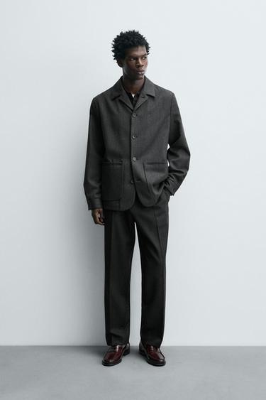 Zara Куртка-рубашка из 100% шерсти с карманами