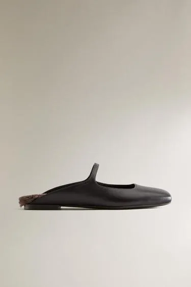 Теплые кожаные мюли