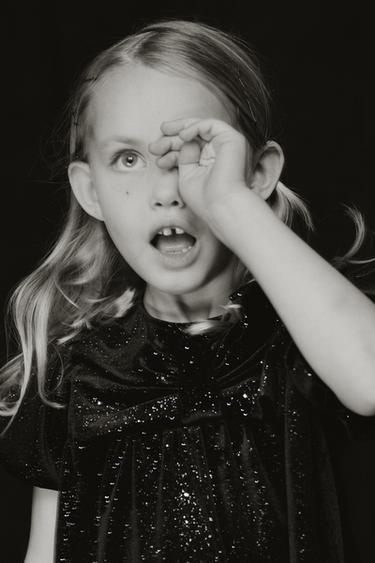 Zara Бархатное платье с бантом и блёстками