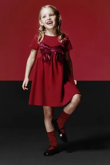 PONTE ROMA KNIT DRESS WITH VELVET BOW
