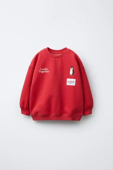 Толстовка с пингвинами и рельефным принтом- Заказать в России