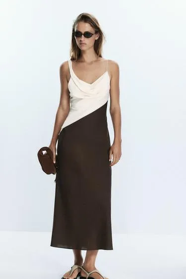 Комбинированное платье-миди- Заказать в России