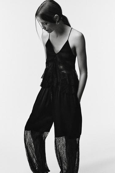 Zara Комбинированный топ с кружевом LIMITED EDITION