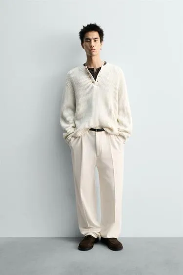 Свитер с воротником «хенли»