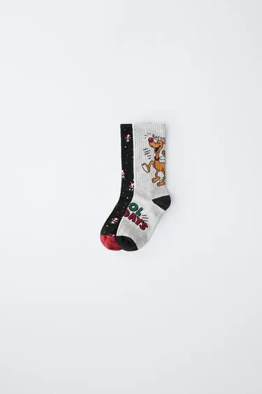 Набор из двух длинных носков с изображениями санта-клауса и оленя- Заказать в России