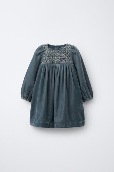 Zara Бархатное платье с вышивкой купить с доставкой.