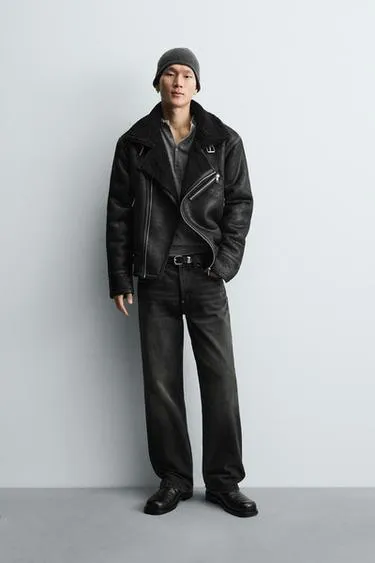 Комбинированная куртка из искусственной кожи