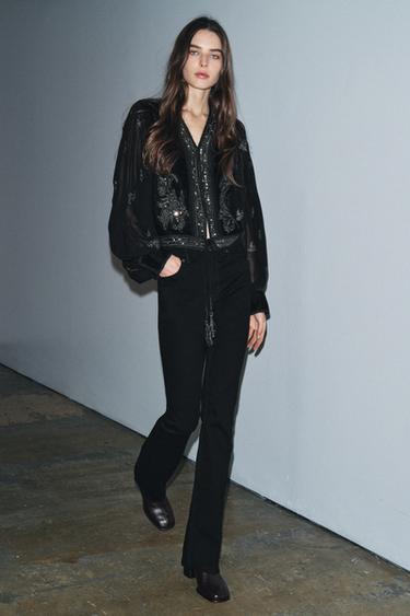 Zara Укороченная куртка с вышивкой — ZW COLLECTION LIMITED EDITION