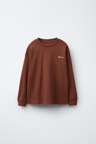 Zara Лонгслив из плотной ткани с вышитой надписью купить с доставкой.