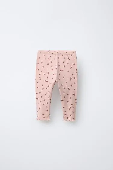 Легинсы в рубчик с цветочным принтом- Заказать в России