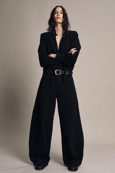 Zara Джинсовая рубашка с подплечниками — ZW COLLECTION купить с доставкой.