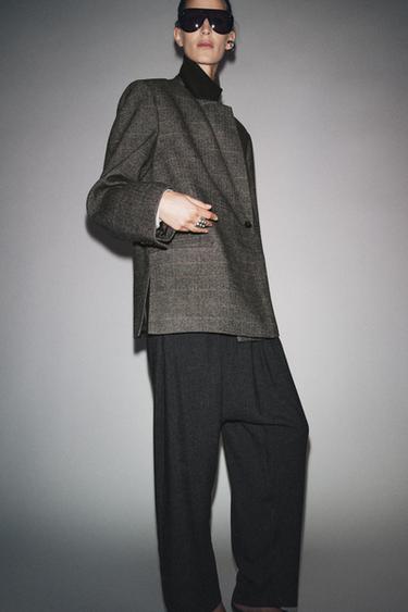 Zara Блейзер оверсайз в клетку из смесовой шерсти — ZW COLLECTION купить с доставкой.