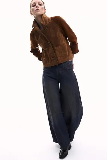 Комбинированная куртка из 100% кожи- Заказать в России