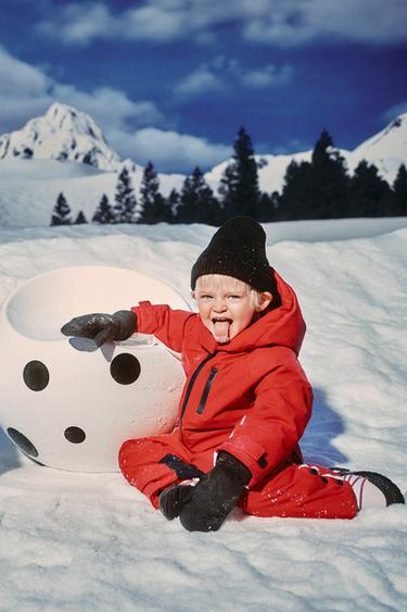 Zara Комбинезон-пуховик с цветными блоками, защищающий от воды и ветра