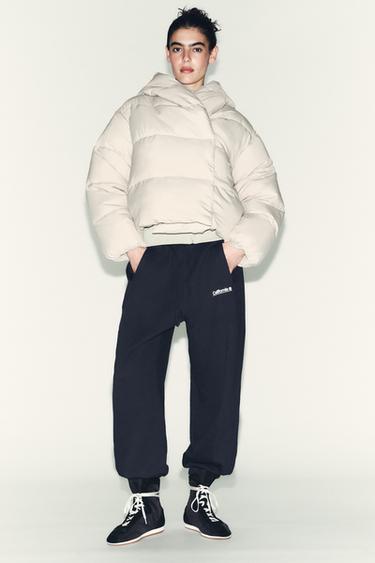 Zara Стеганая куртка с капюшоном WATER REPELLENT