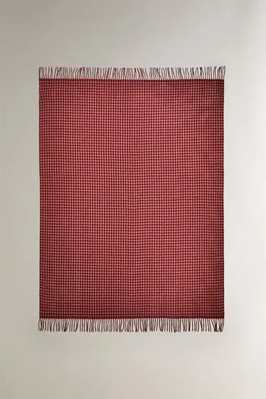 Плед с бахромой в клетку