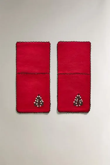 Набор вышитых новогодних ободков для столовых приборов (набор из 2 штук)- Заказать в России