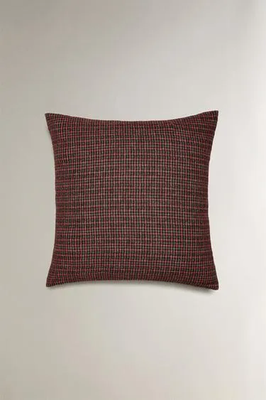 Рождественская наволочка из льна в клетку