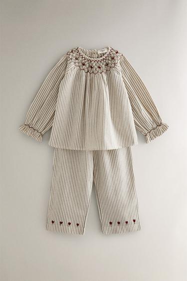 Zara Набор детских пижам в полоску на рождество с украшениями (набор из 2)